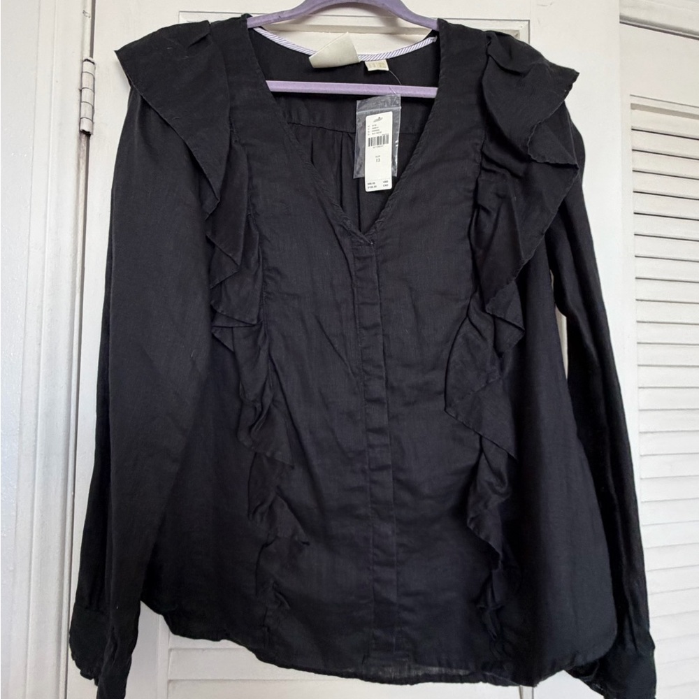 Maeve Anthropologie Black Ruffled Women's Top
